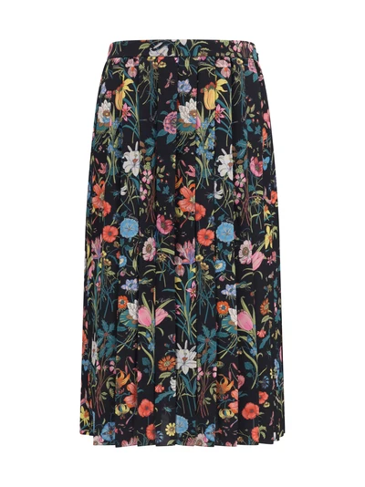 flora printed silk midi skirt
