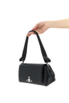 hazel shoulder bag in hammered leather-effect pu