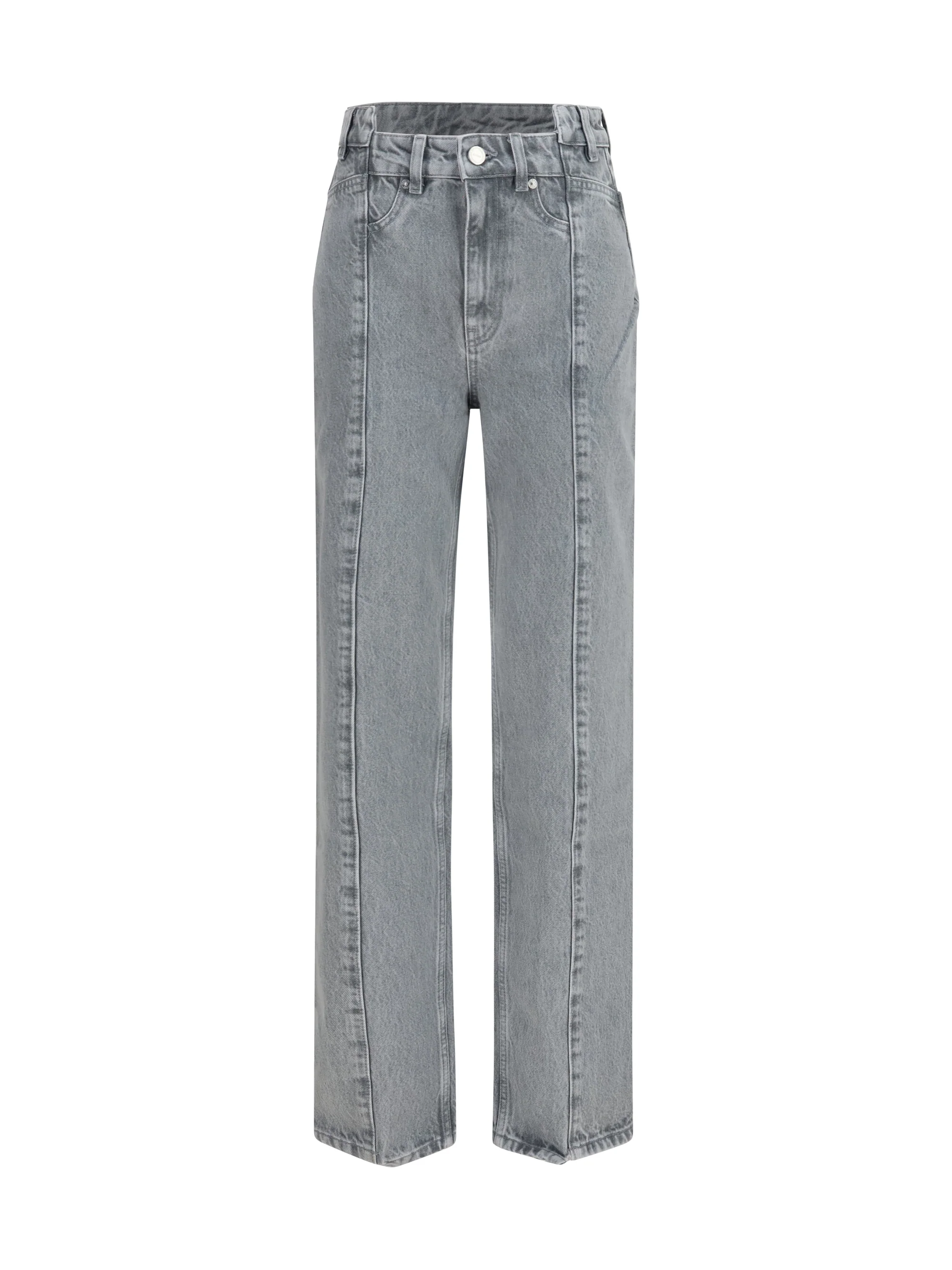 rigid denim cuffed jeans
