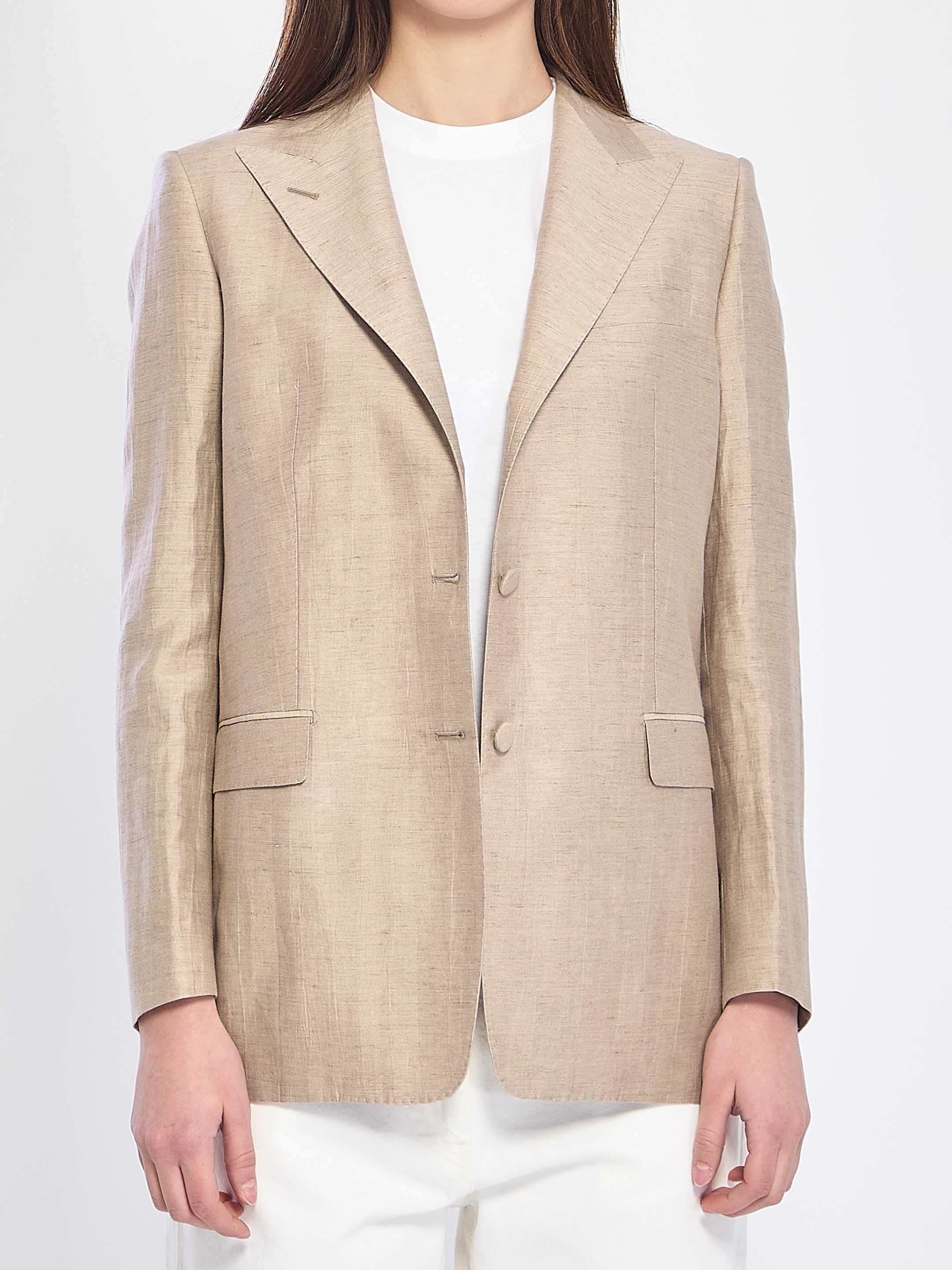TAGLIATORE 38 single-breasted linen blend jacket