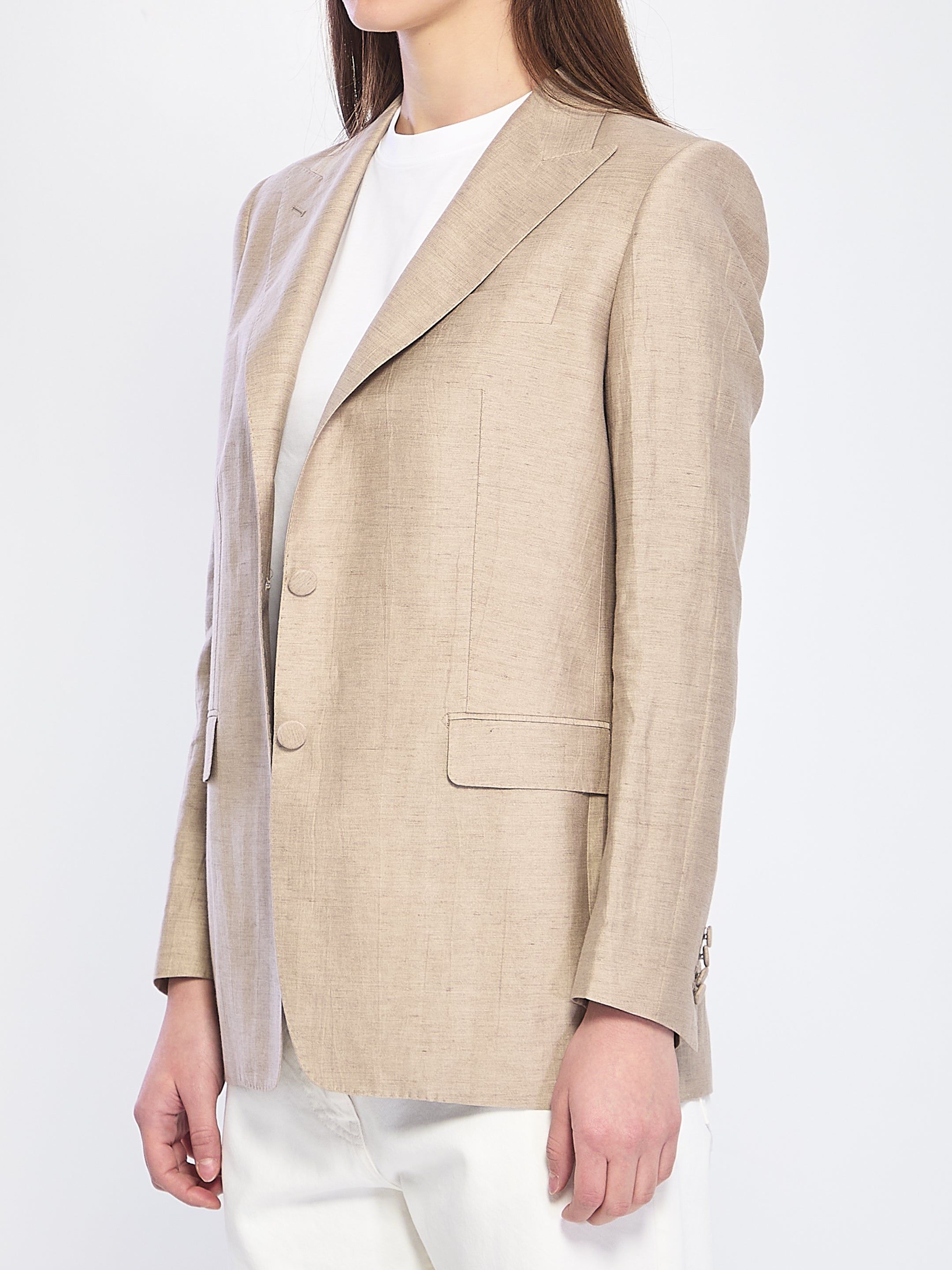 TAGLIATORE 38 single-breasted linen blend jacket