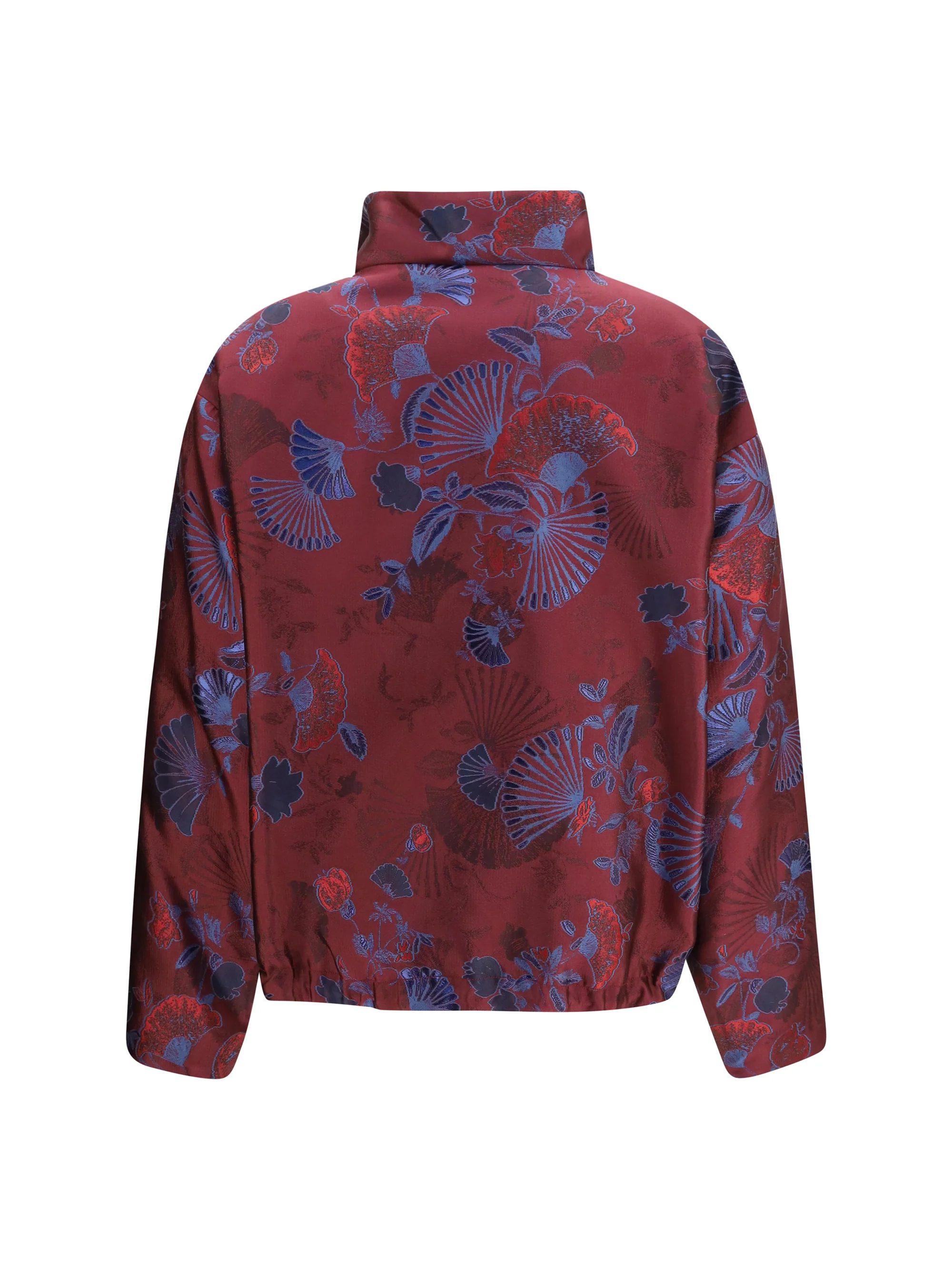 GIORGIO ARMANI 44 full-zip jacket in silk-blend jacquard with ginkgo motif