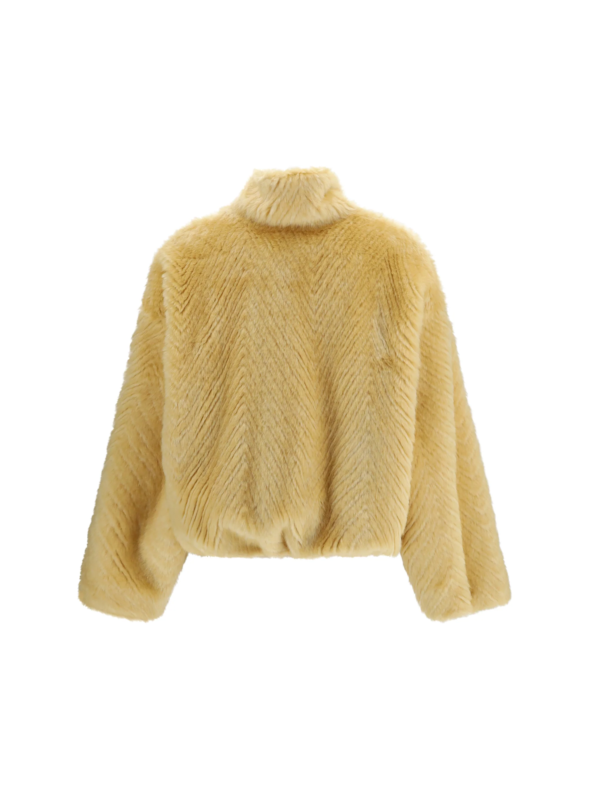 FORTE_FORTE 0 chevron faux fur bomber jacket