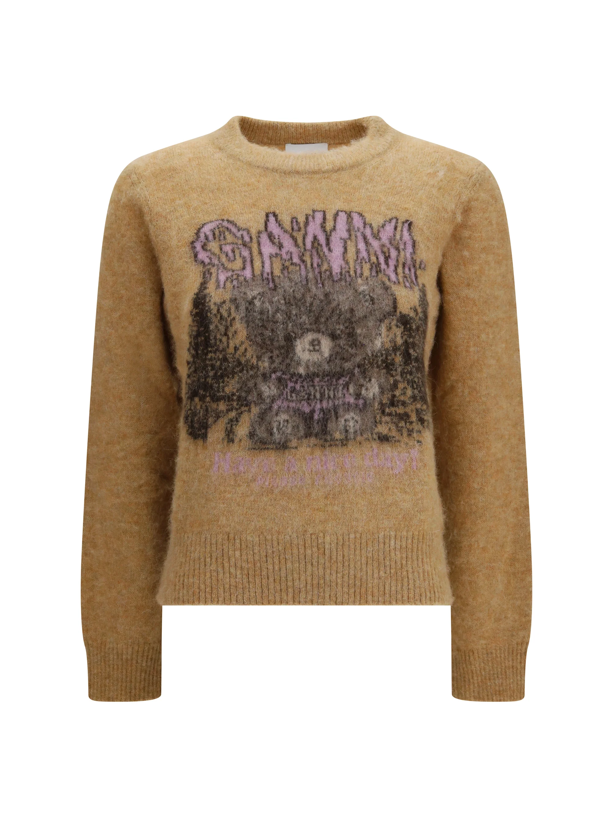 GANNI M teddy brushed alpaca crewneck sweater