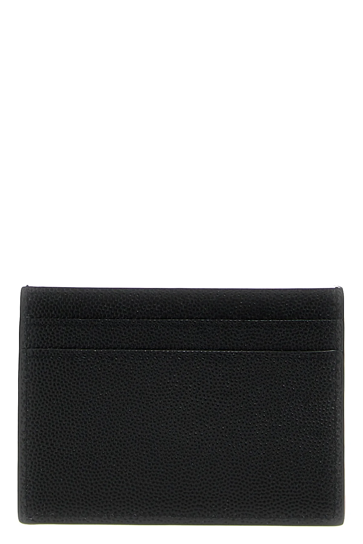 SAINT LAURENT OS black leather grain de poudre metallic logo tone on tone