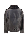 russo leather bomber with shearling collar