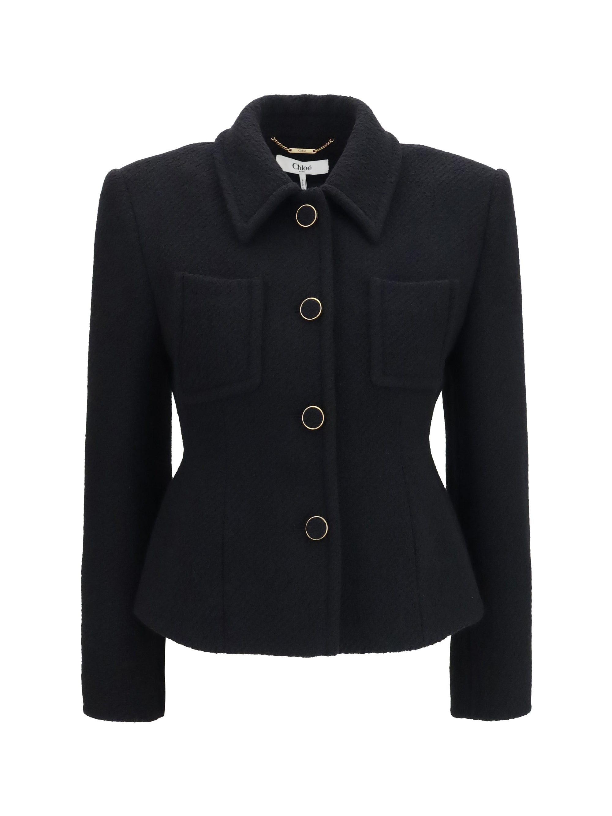 cropped single-breasted blazer with fabric buttons