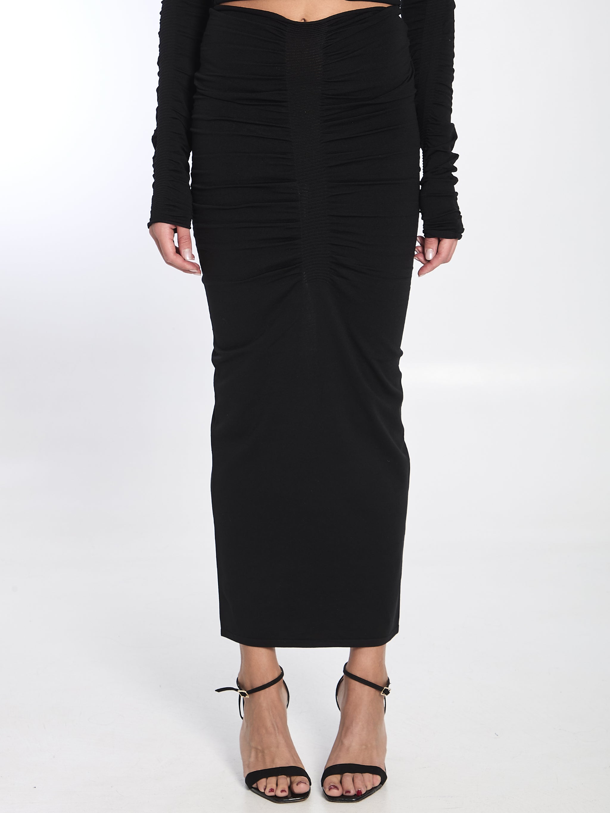 ruched long skirt