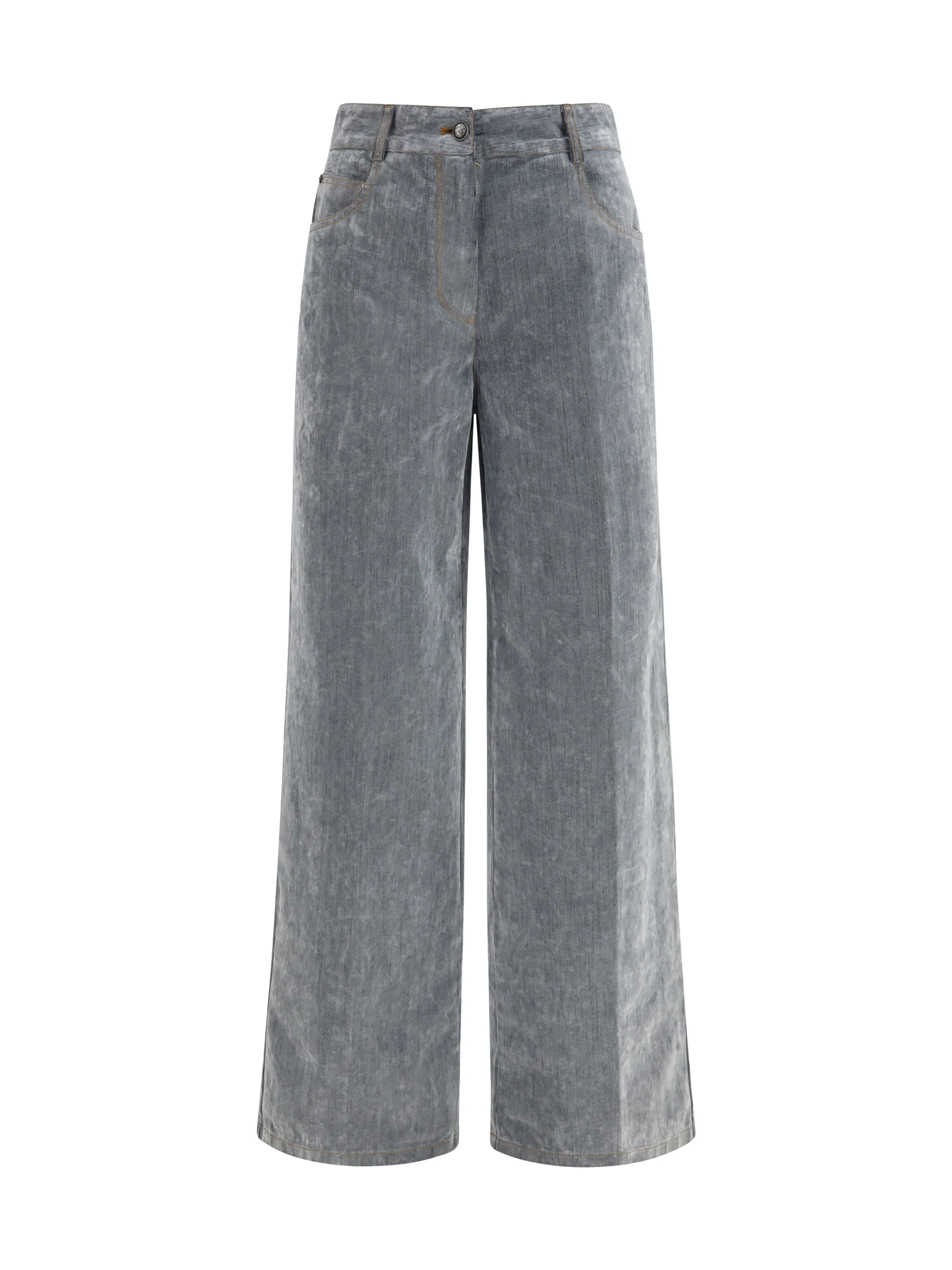 FORTE_FORTE 0 wide leg jeans in flocked denim