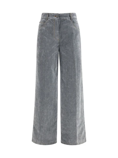 wide leg jeans in flocked denim