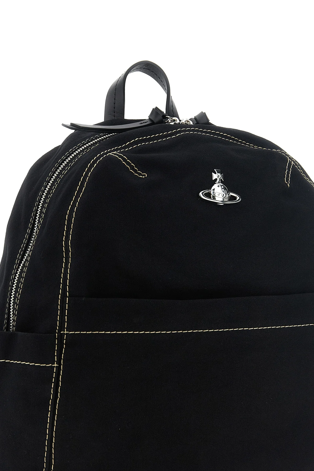 the vivienne westwood george medium backpack is made of sturdy black cotton ca