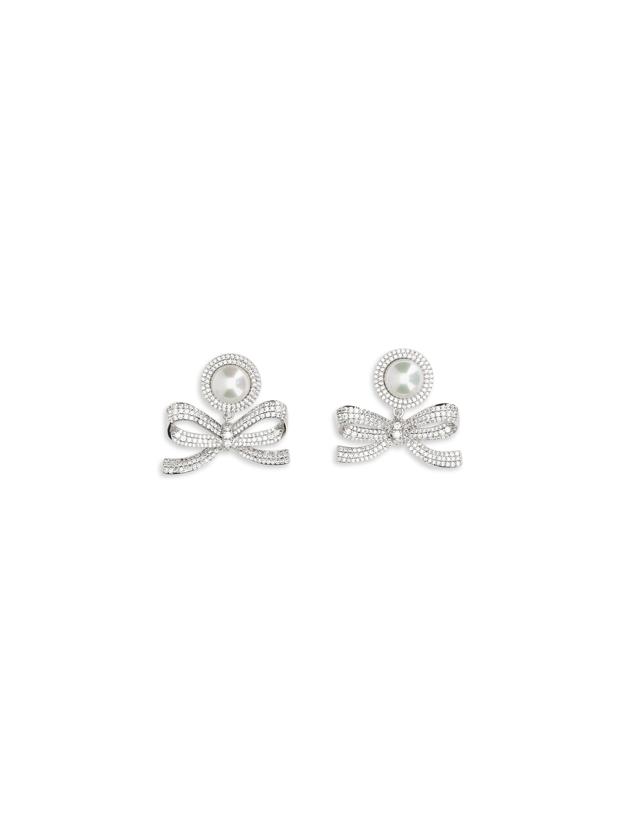 SELF-PORTRAIT OS pearl bow drop earrings