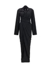 wrap draped long dress