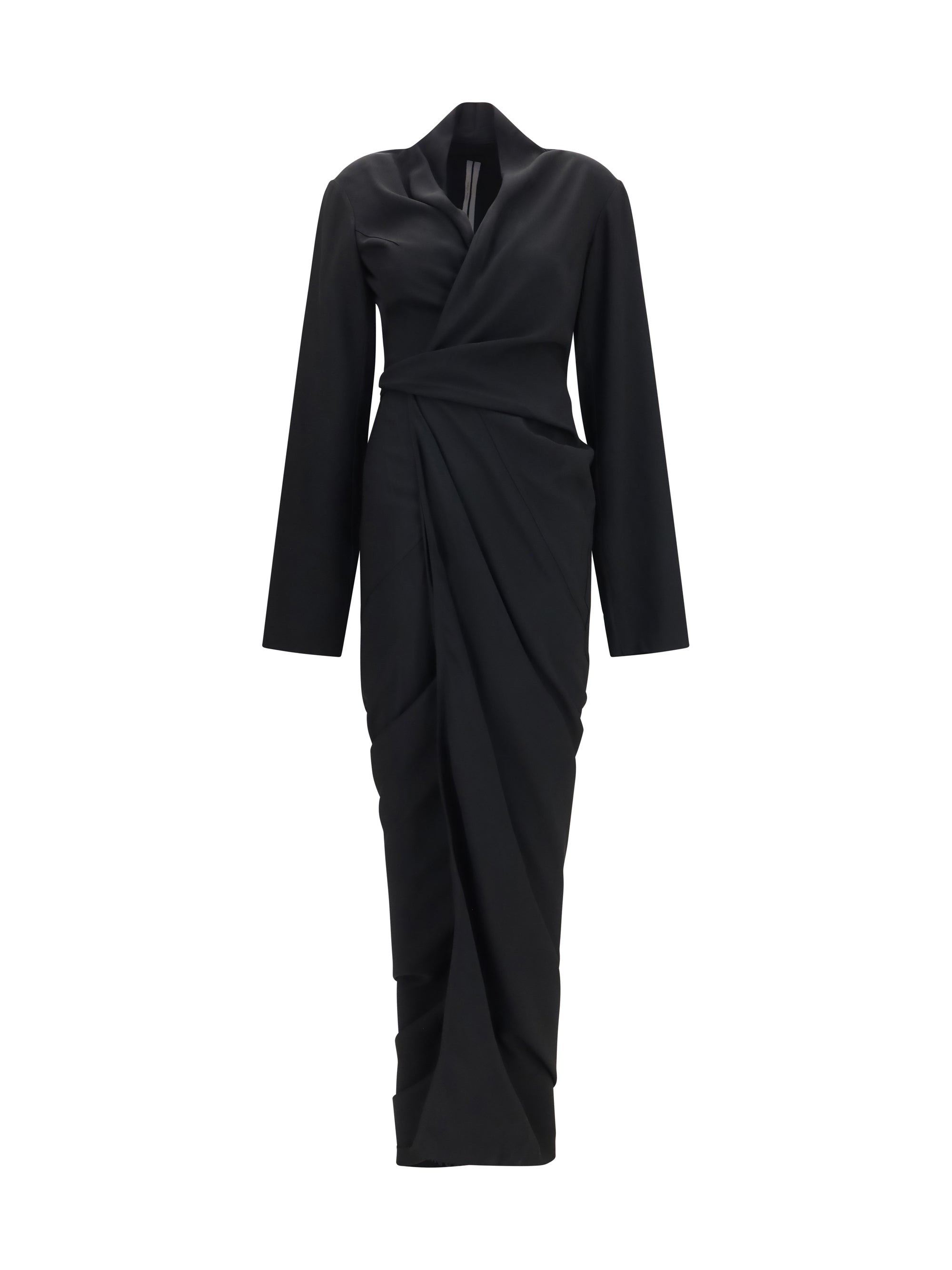 wrap draped long dress