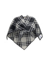 short wool check poncho