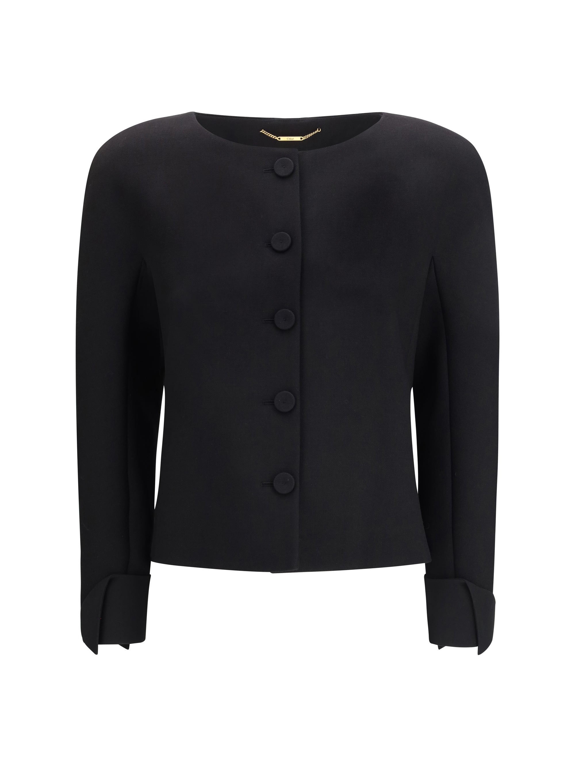 CHLOÉ 40 collarless fitted jacket in wool crêpe