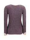 lurex knit cardigan with lace