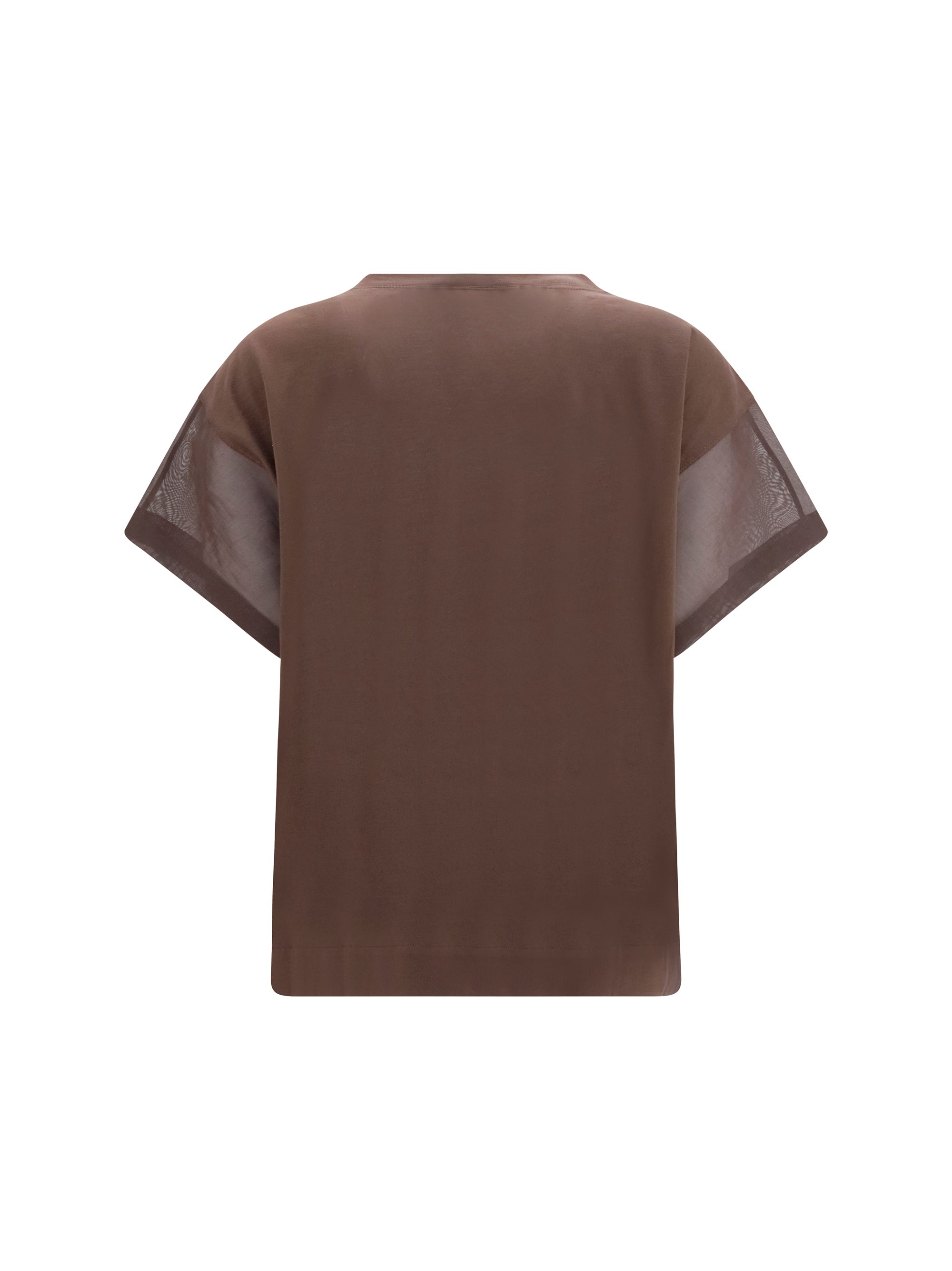 BRUNELLO CUCINELLI M cotton t-shirt with sheer sleeves and side panels