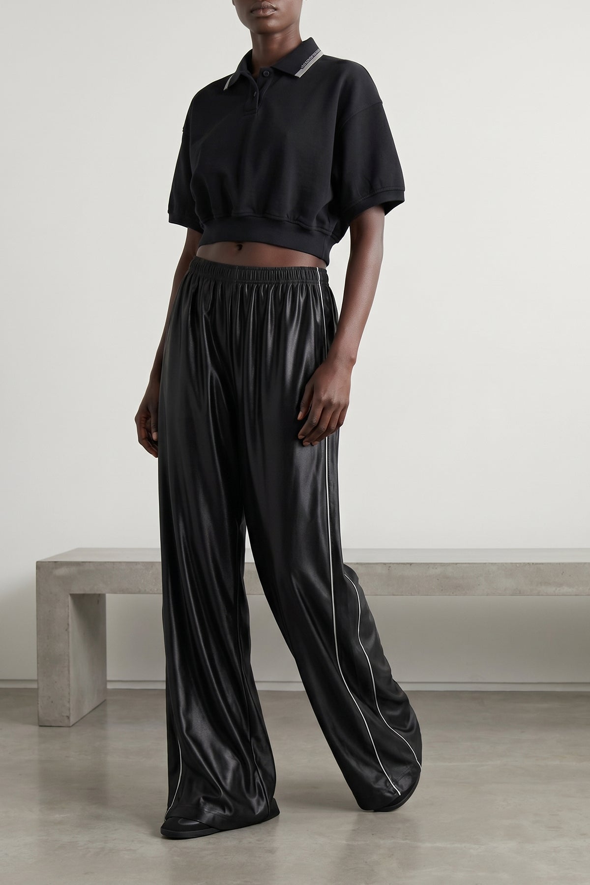 T BY ALEXANDER WANG XS satin-effect fabric joggers