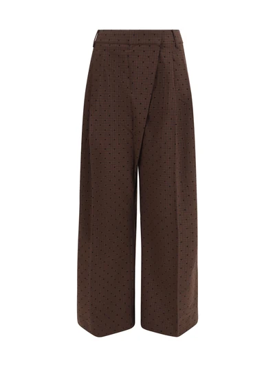 flocked plaid crossover pants