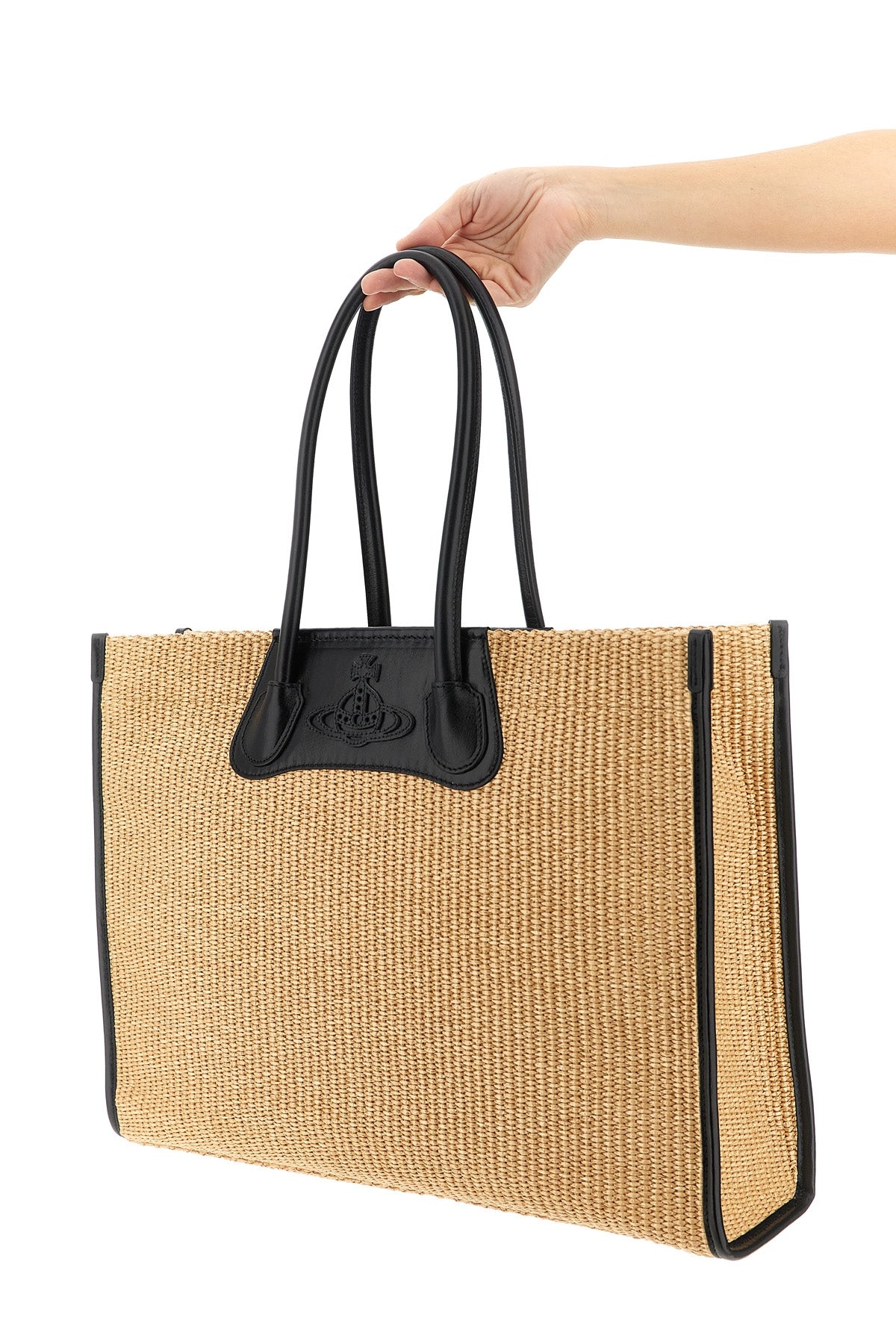 VIVIENNE WESTWOOD OS braided raffia troy shopping bag