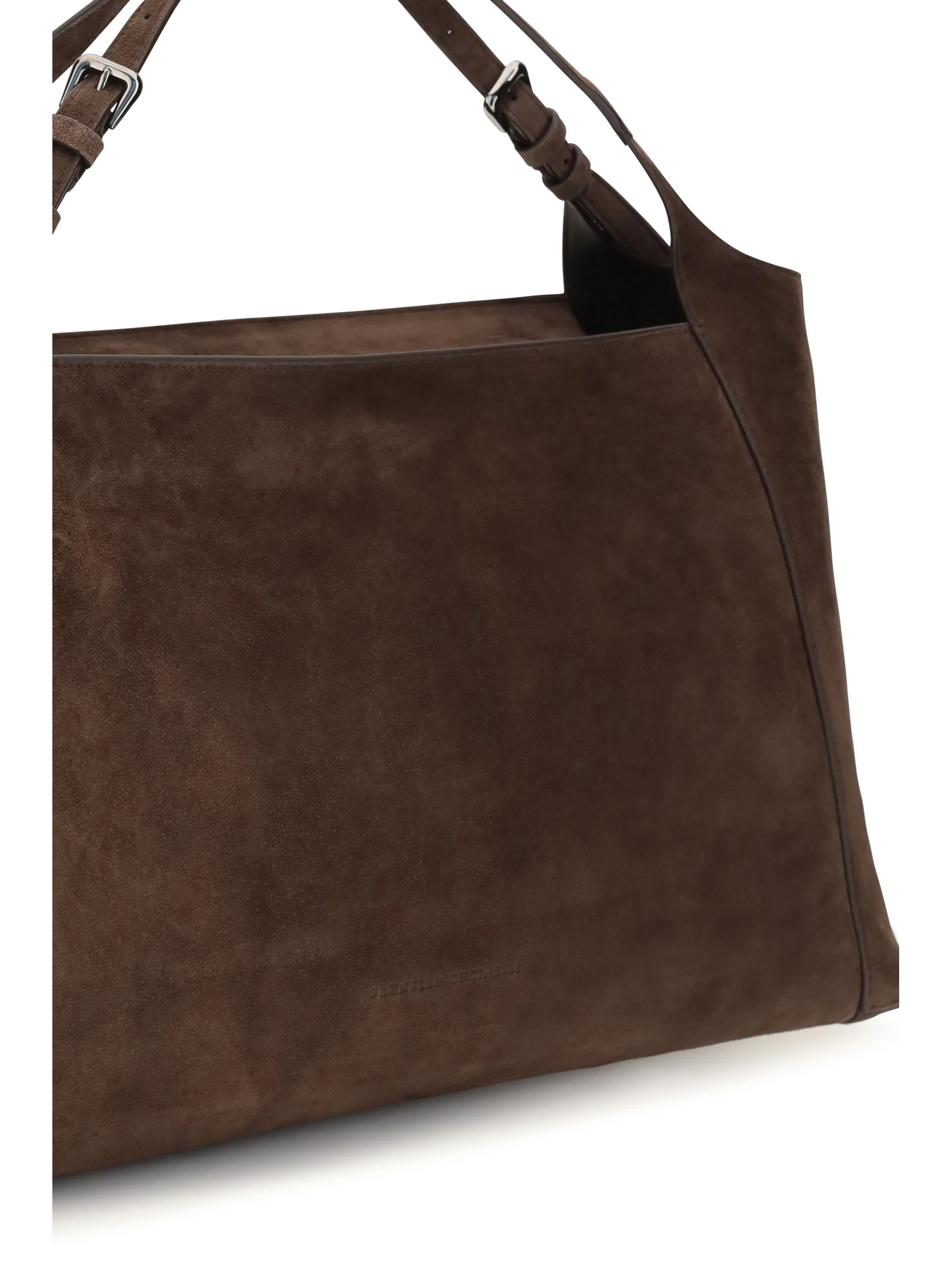 sartorial suede shoulder bag