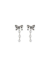 crystal bow and pearl drop earrings