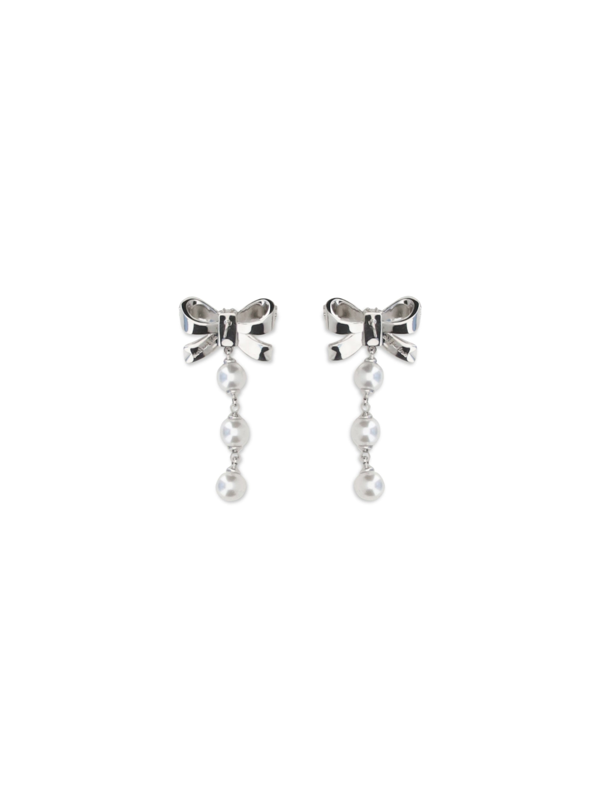 crystal bow and pearl drop earrings
