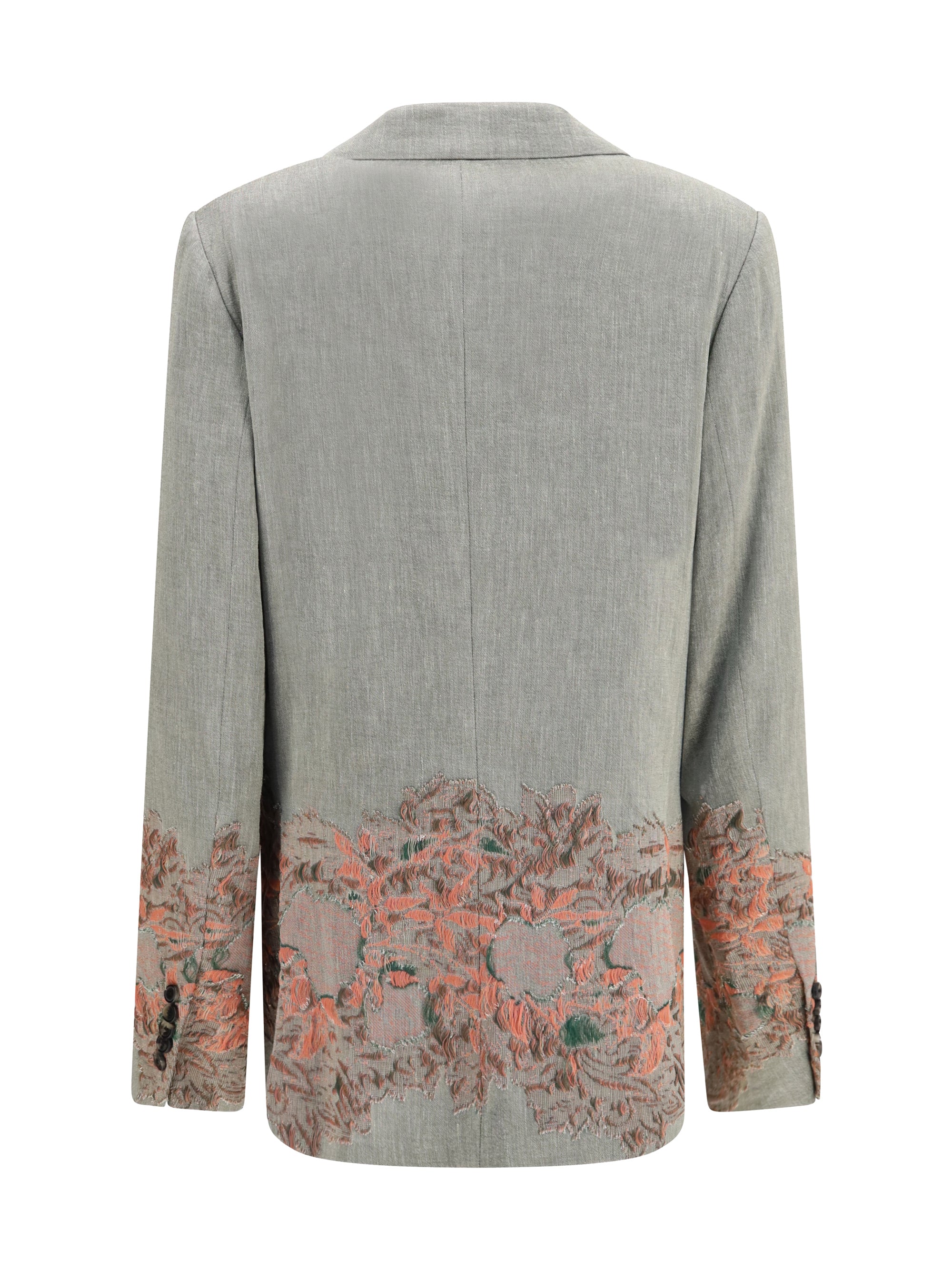 DRIES VAN NOTEN 36 double-breasted linen and cotton-blend blazer with embroidery