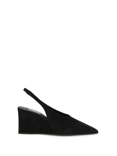 cube wedge slingback pumps