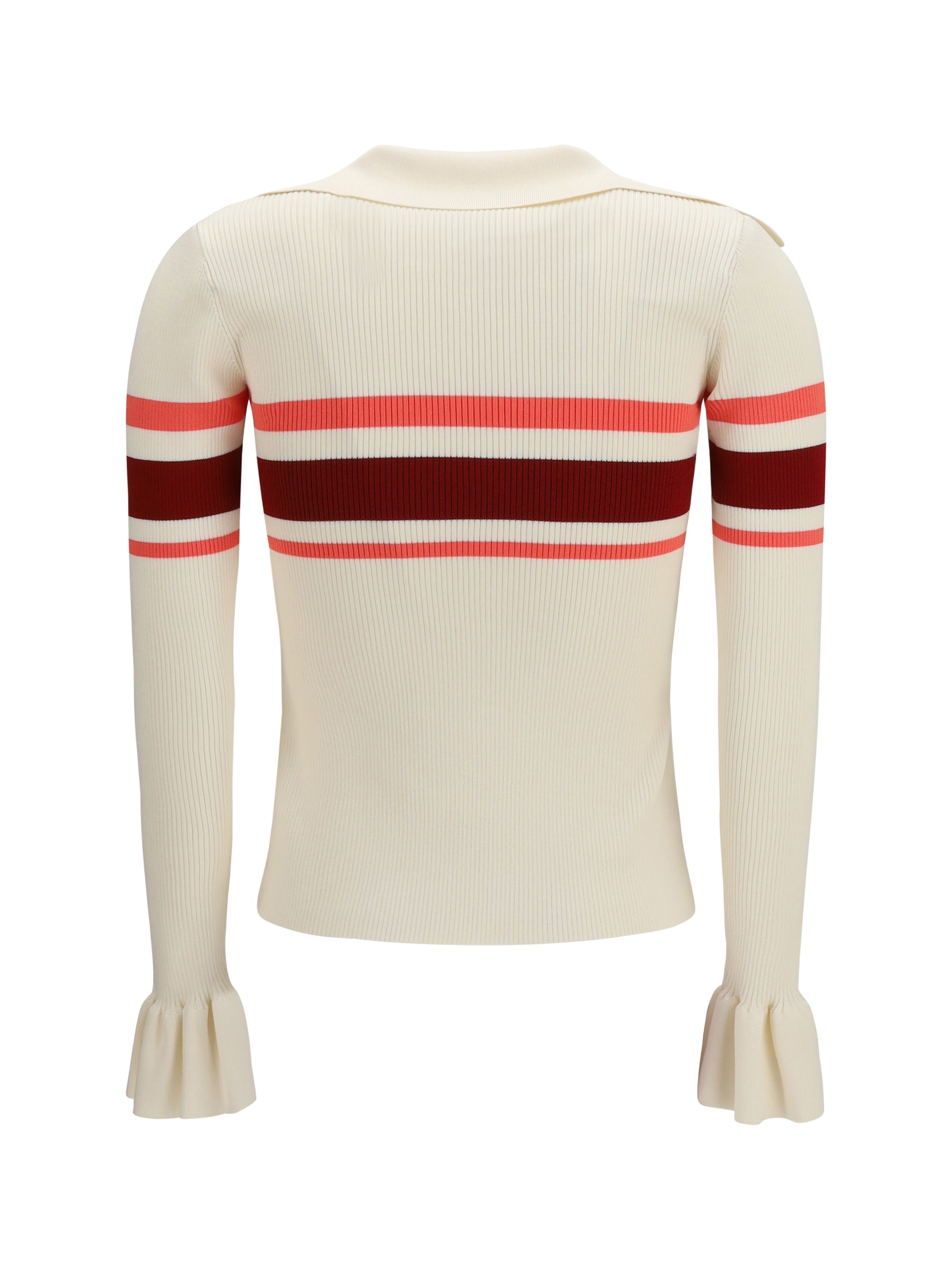 SELF-PORTRAIT M striped viscose knit button top