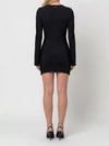fringe black mini dress