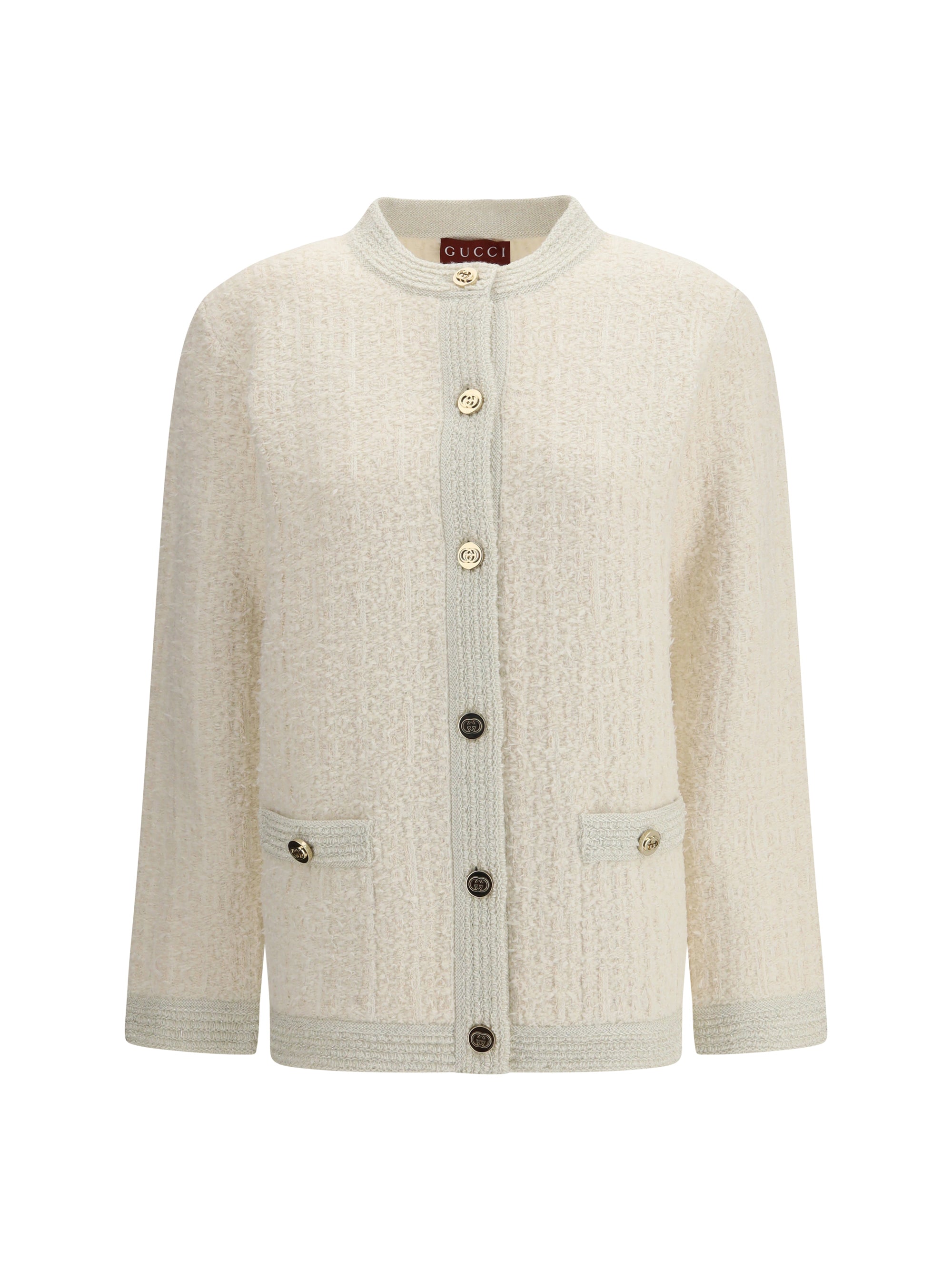 GUCCI XS bouclé lamé wool cardigan