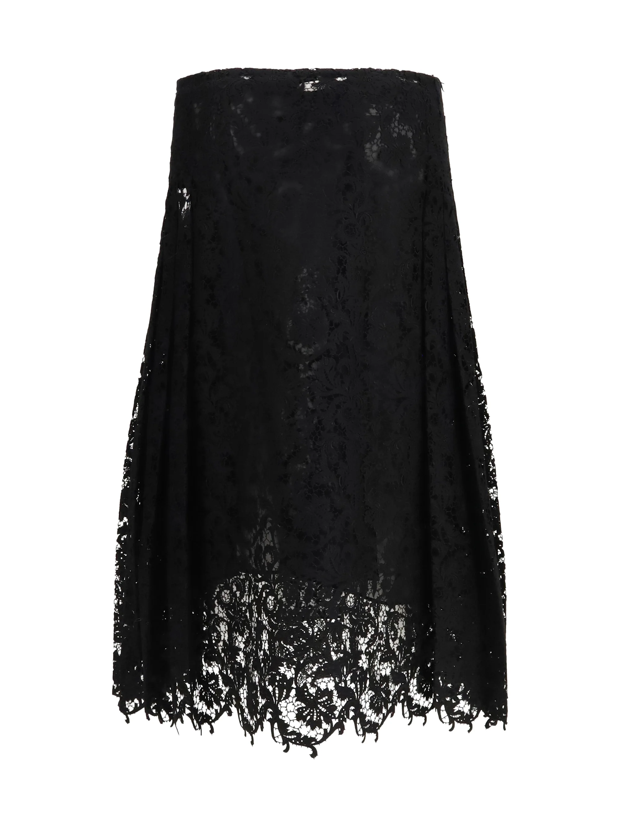 flared midi skirt in macramé lace
