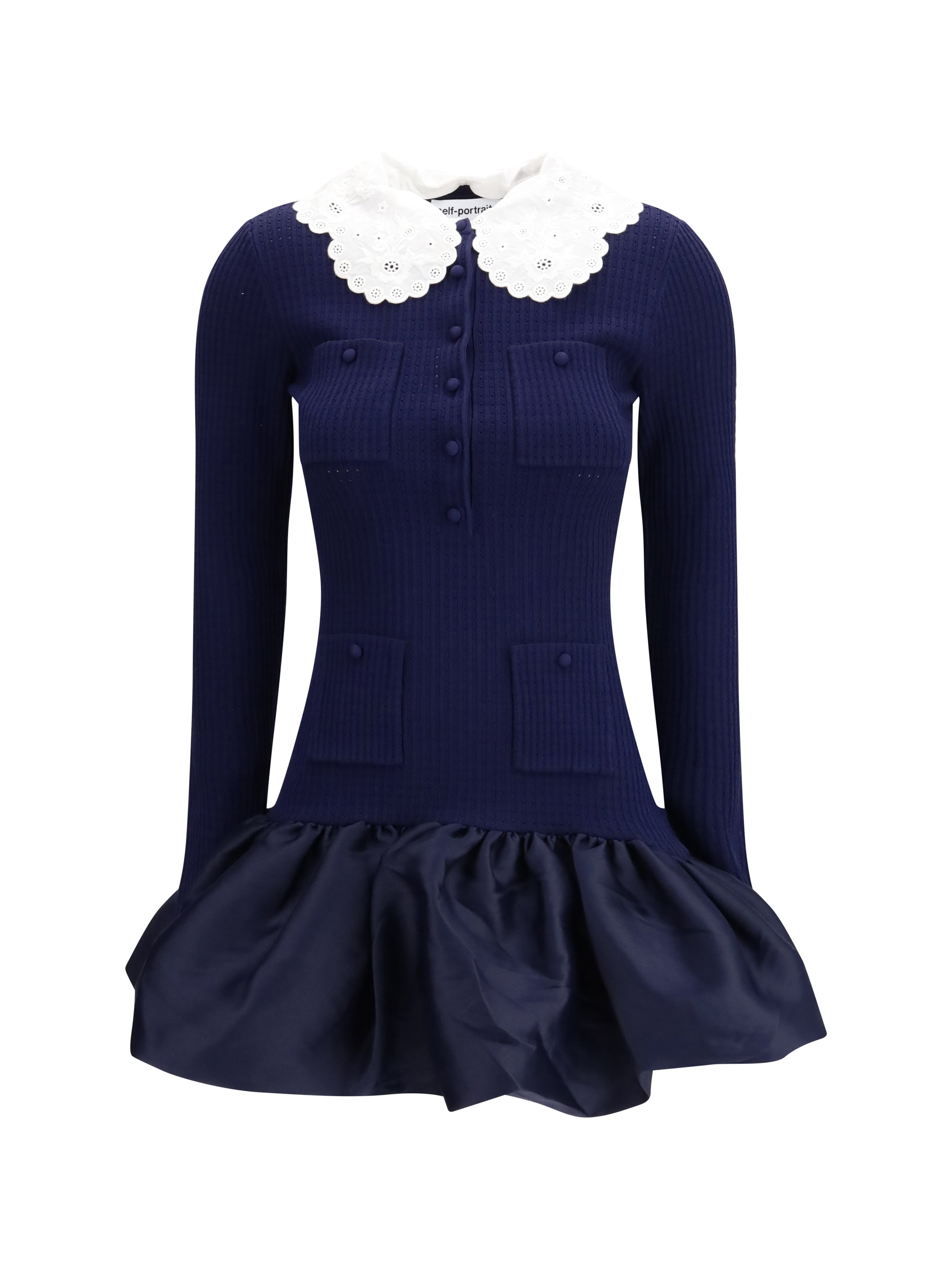 SELF-PORTRAIT M knit taffeta mini dress
