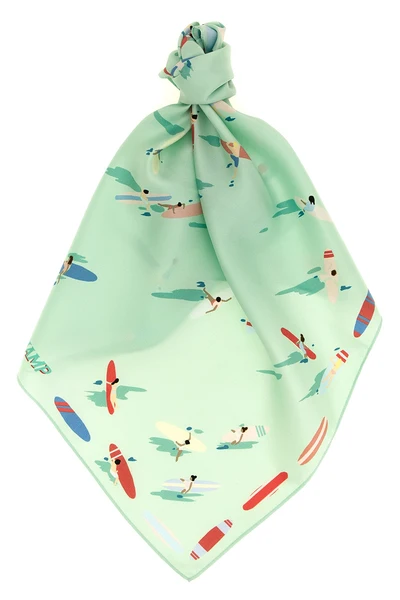 the longchamp en attendant la vague scarf is made of pure silk twill