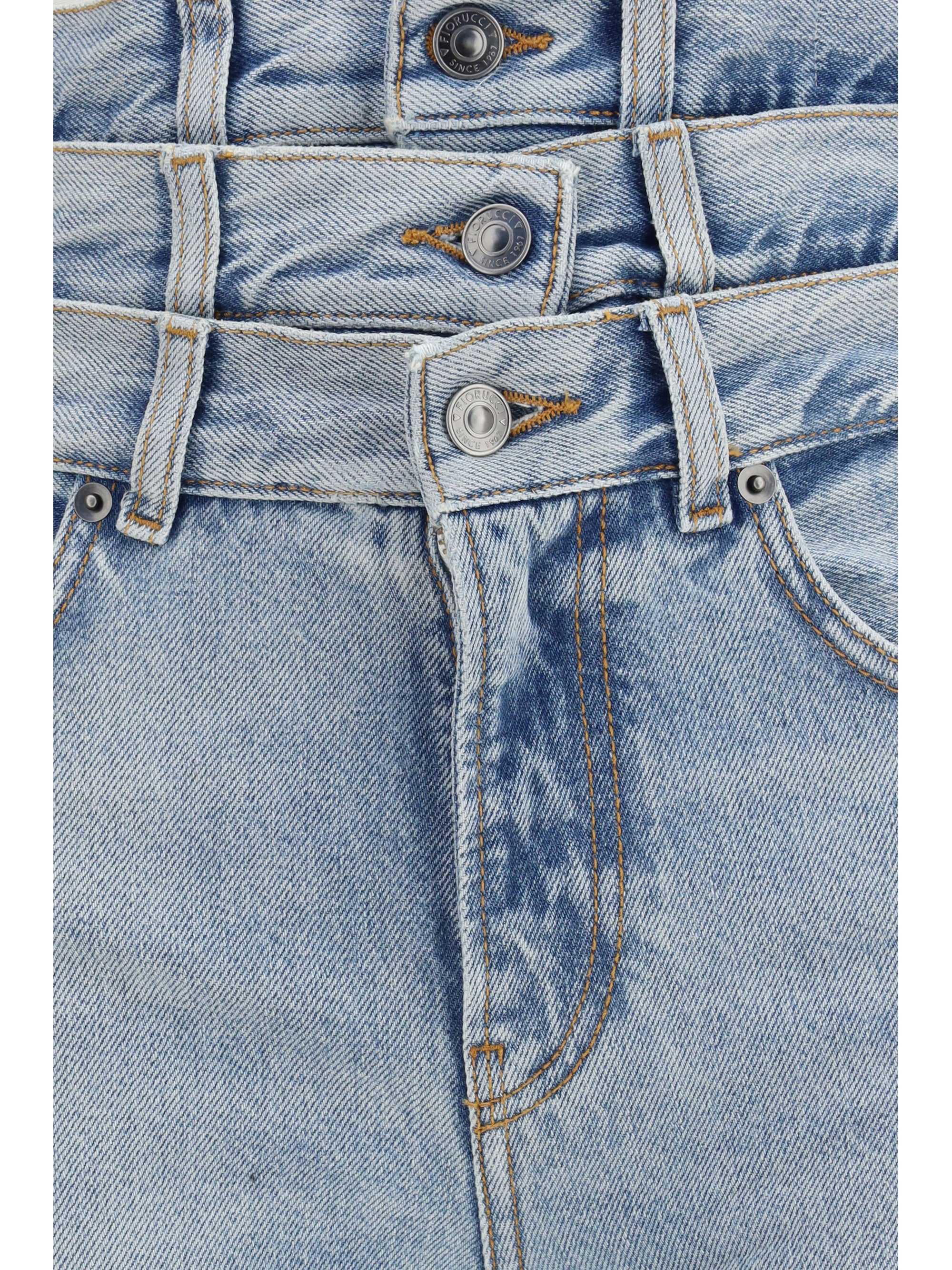 flared jeans with triple-layer waist detail