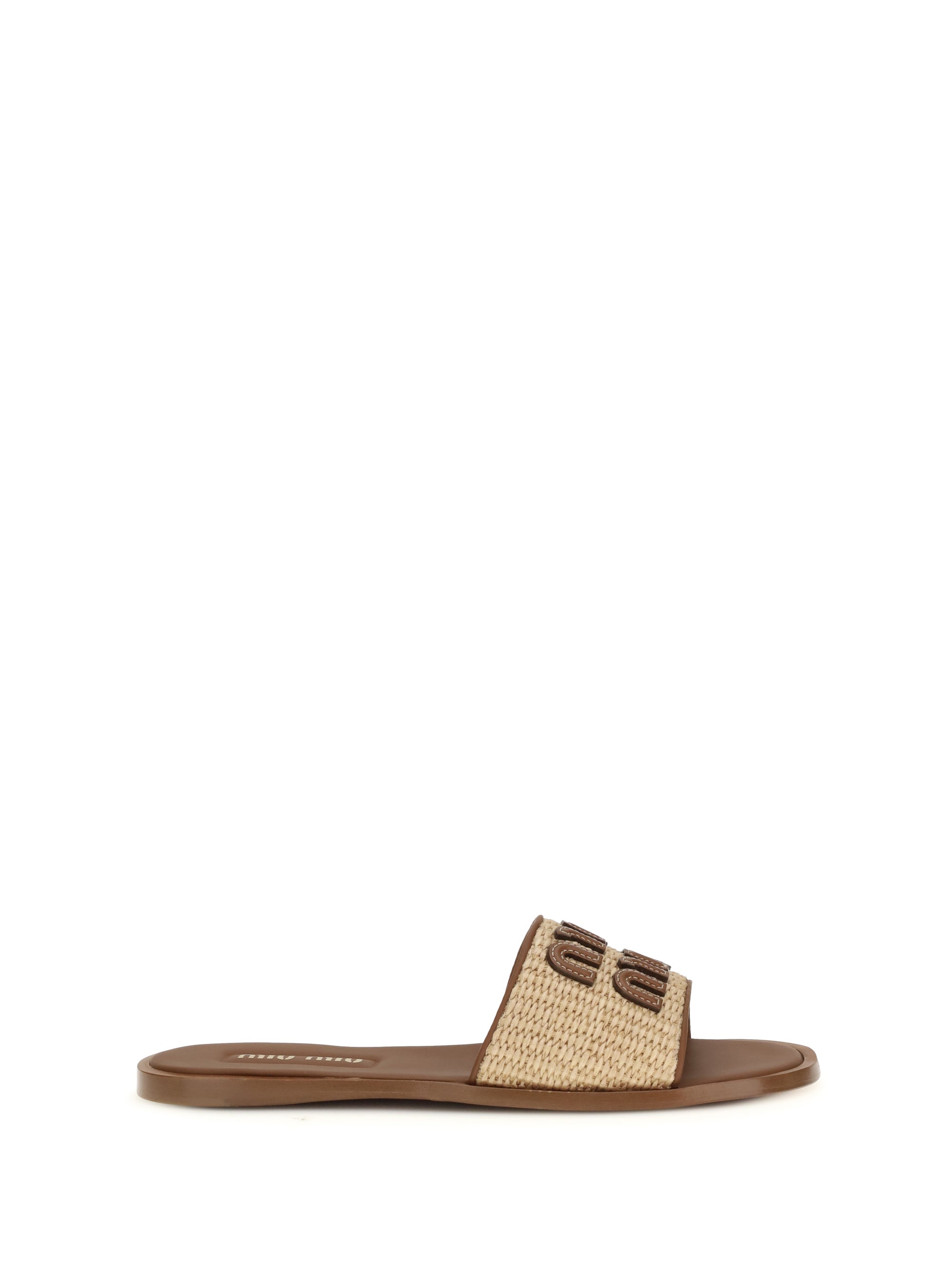 MIU MIU 36 raffia slippers sandals