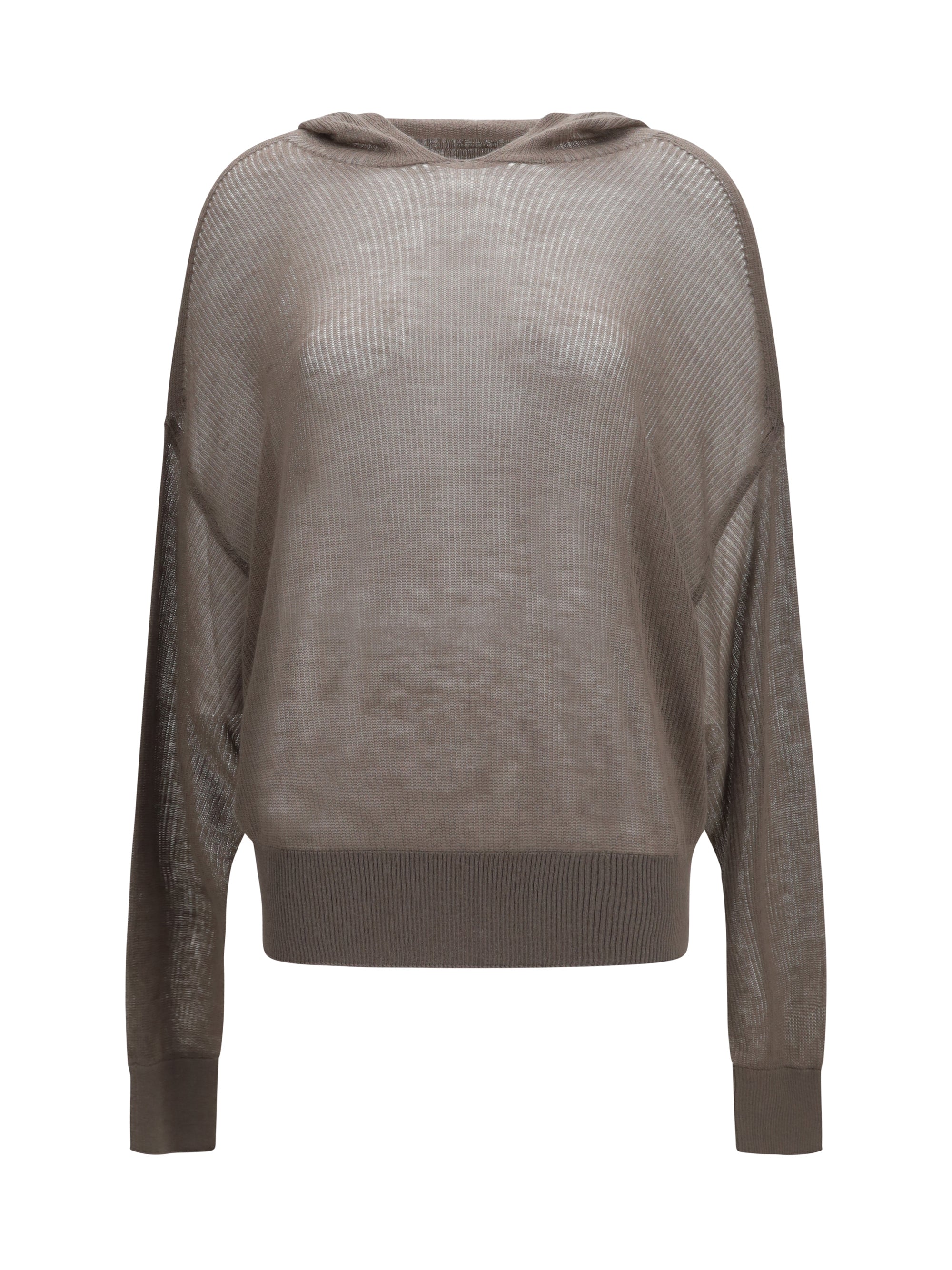 semi-sheer knit hoodie