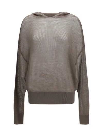 semi-sheer knit hoodie