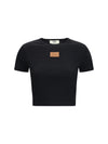 cropped ribbed cotton t-shirt