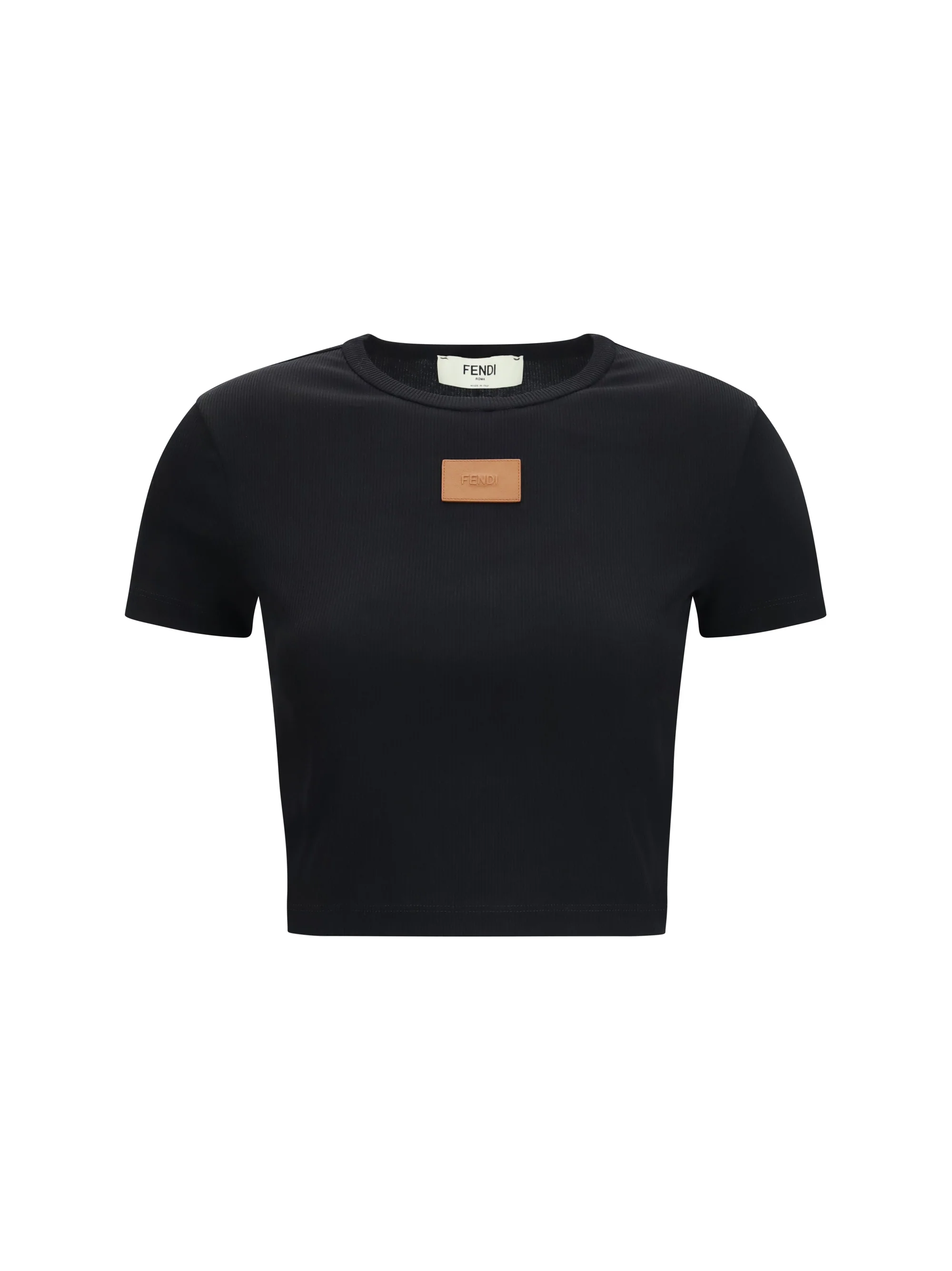 cropped ribbed cotton t-shirt