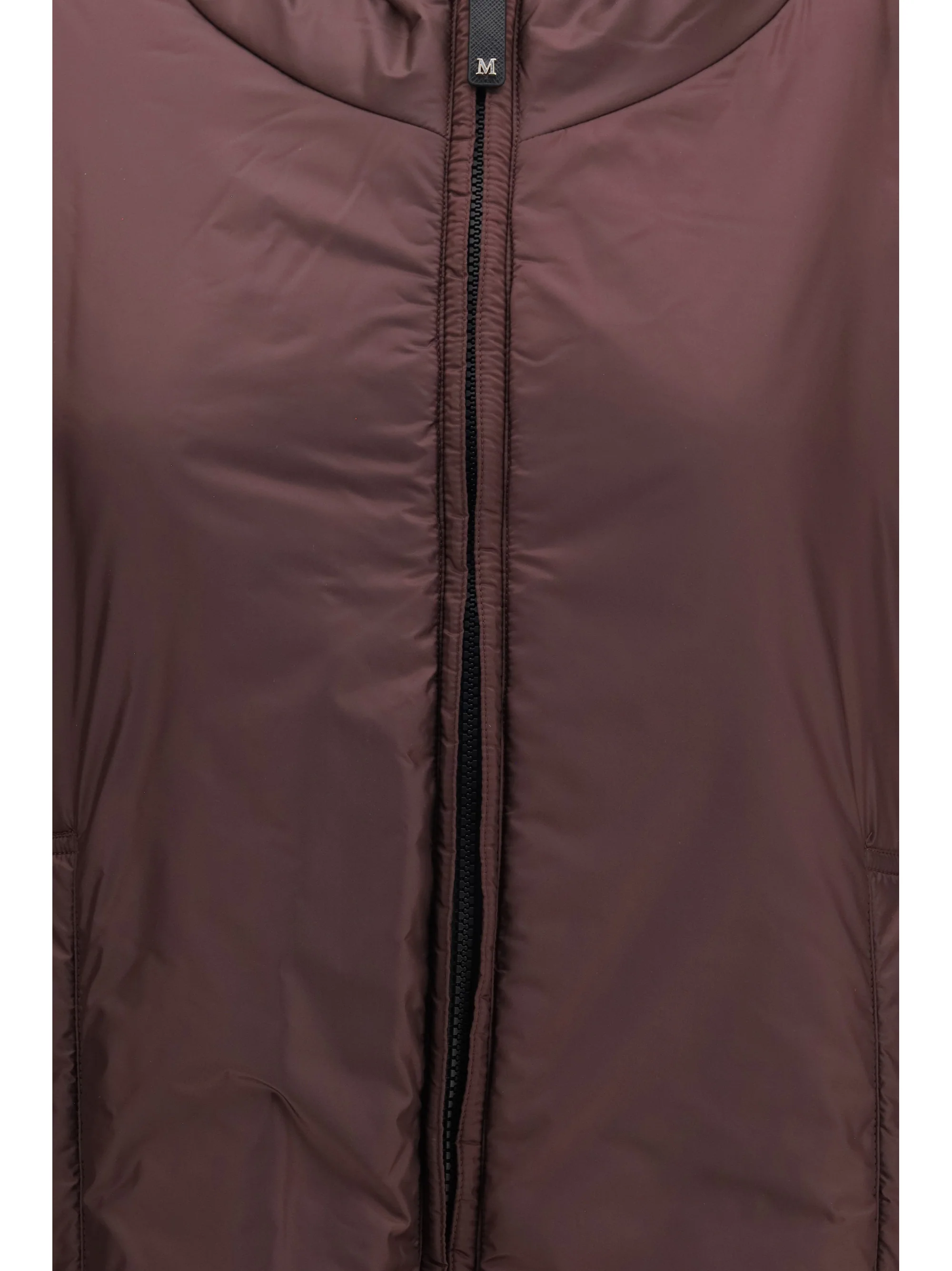 hooded padded vest in water repellent canvas