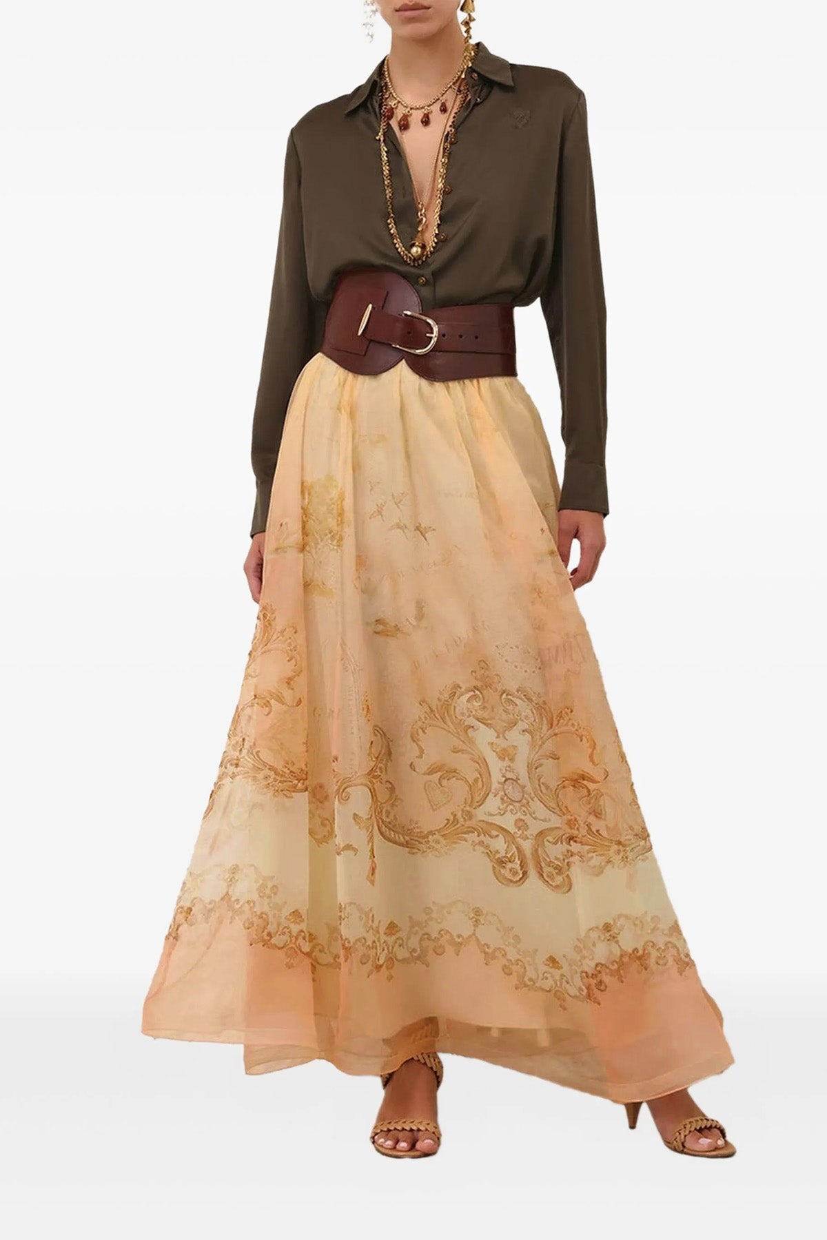 ZIMMERMANN 0 hypnotic organza maxi all-over patterned silk organza skirt