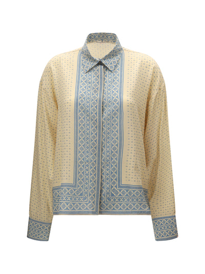 silk shirt with geometric print