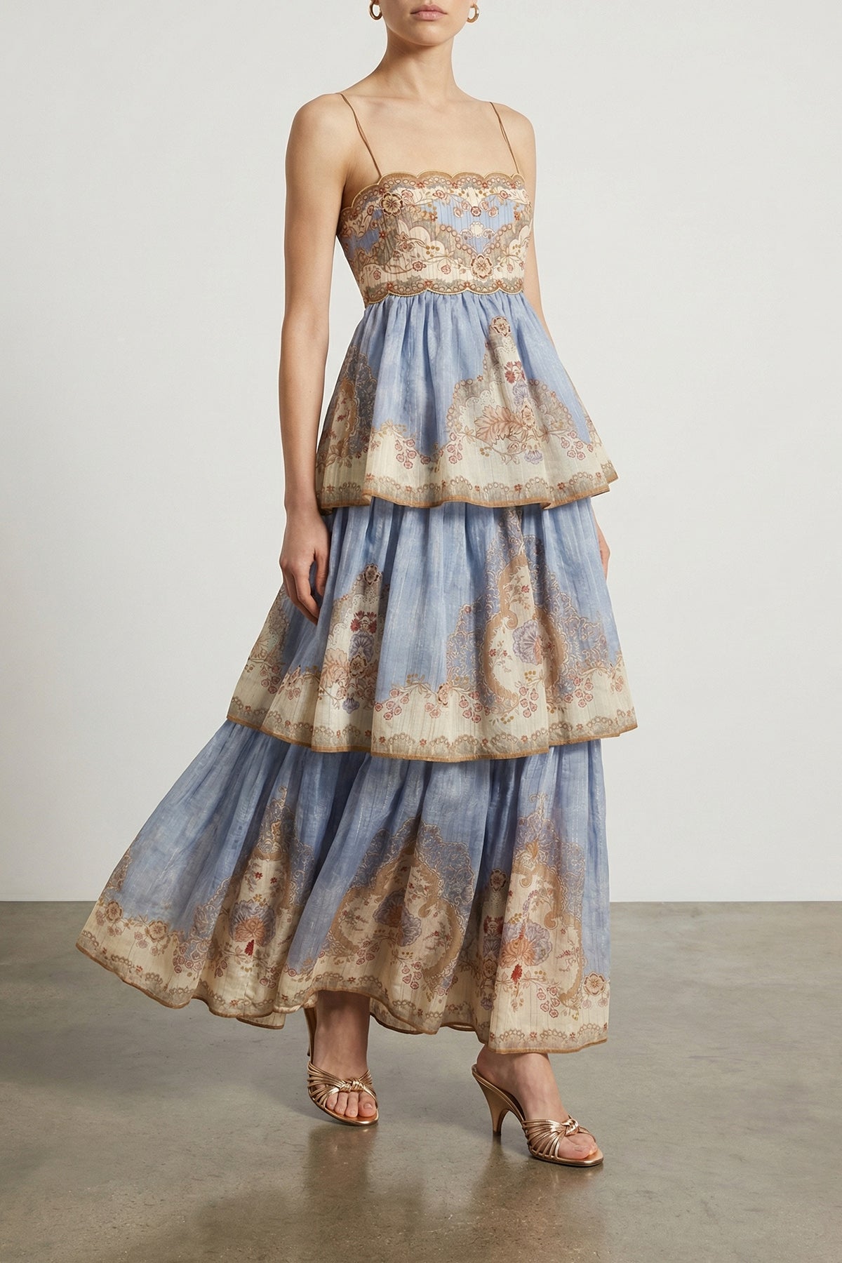 ZIMMERMANN 2 wallpaper long daylight dress in cotton and silk blend