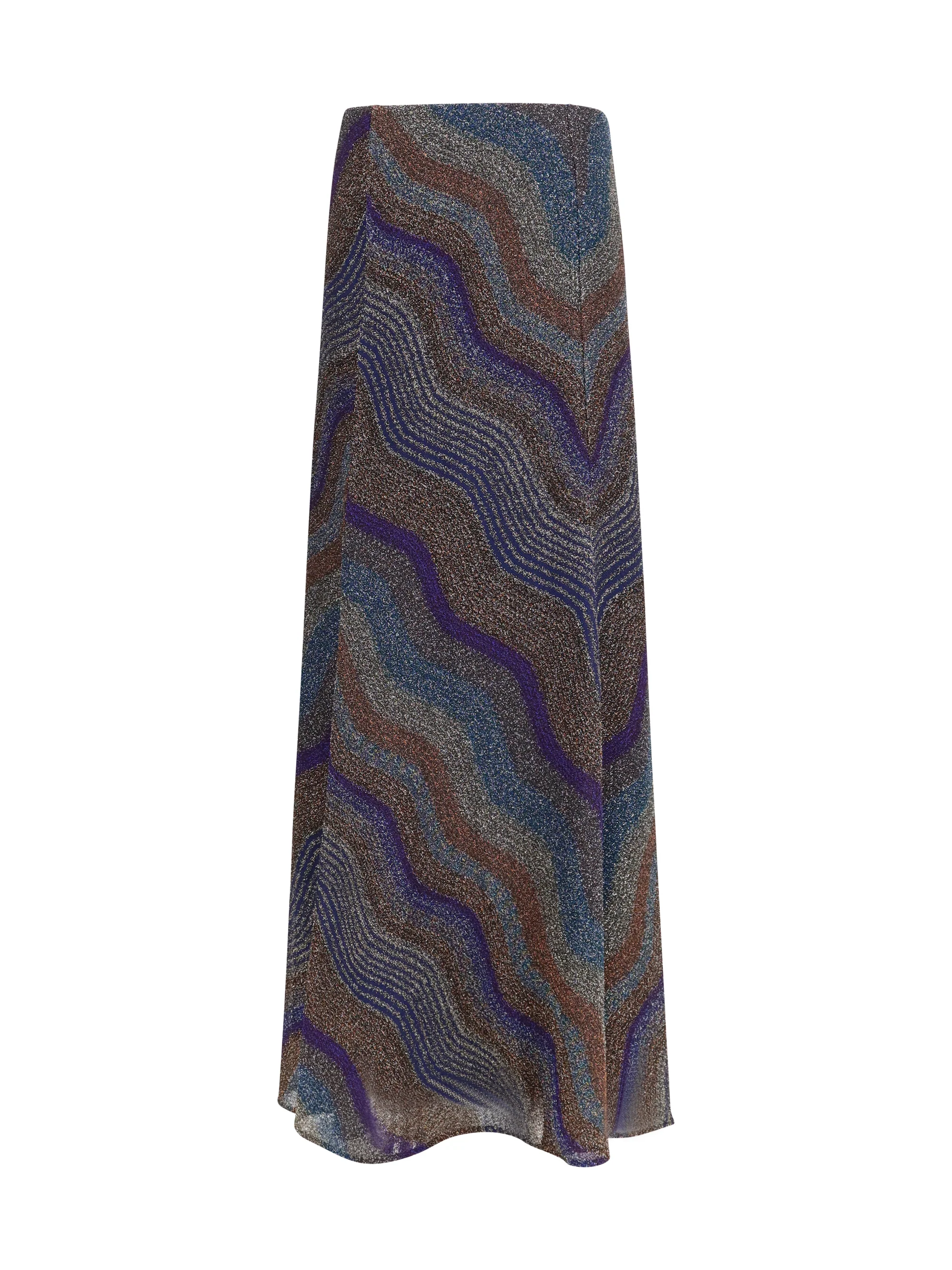 sequined chevron lamé viscose long skirt