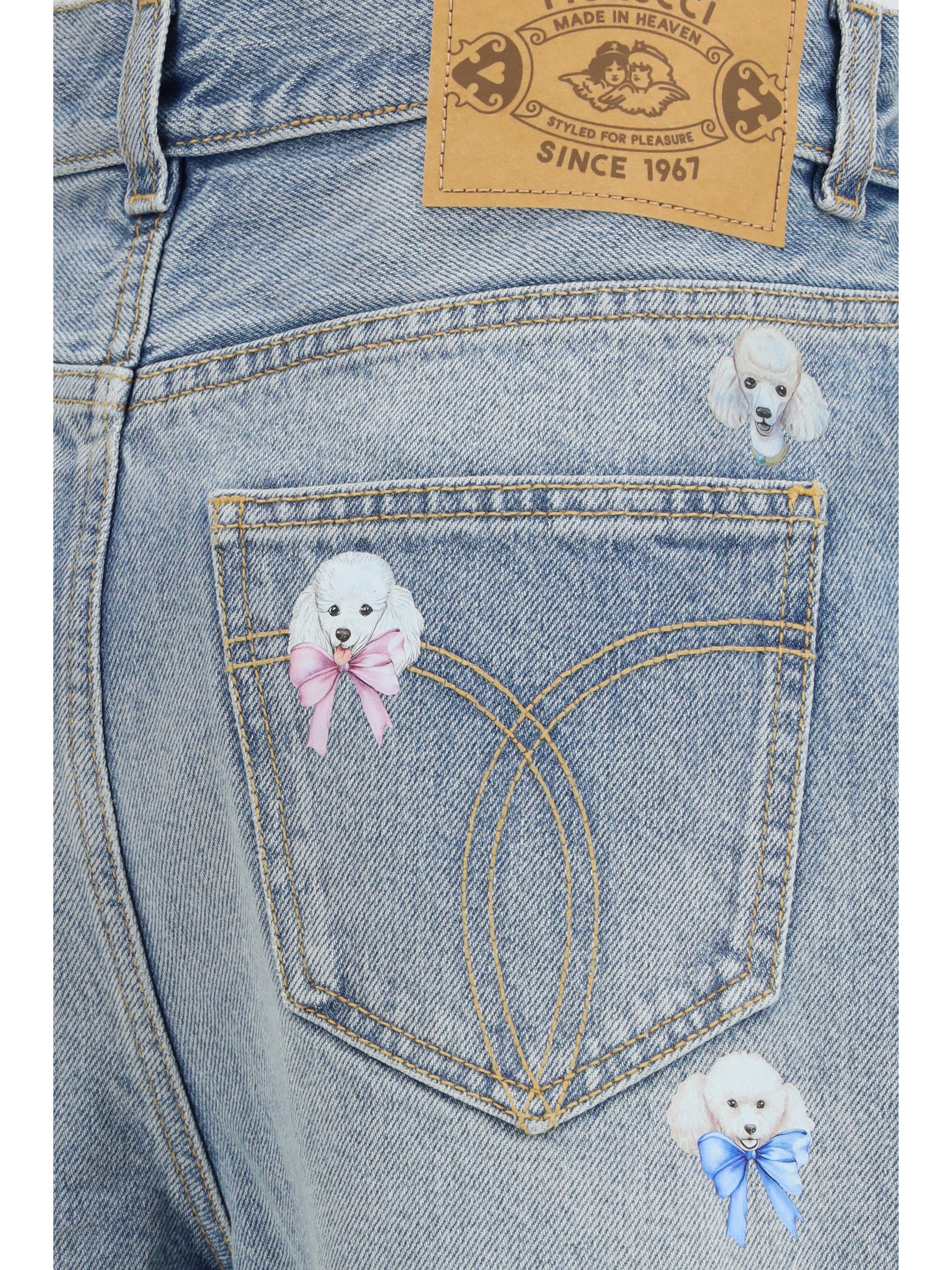 poodle-print baggy jeans