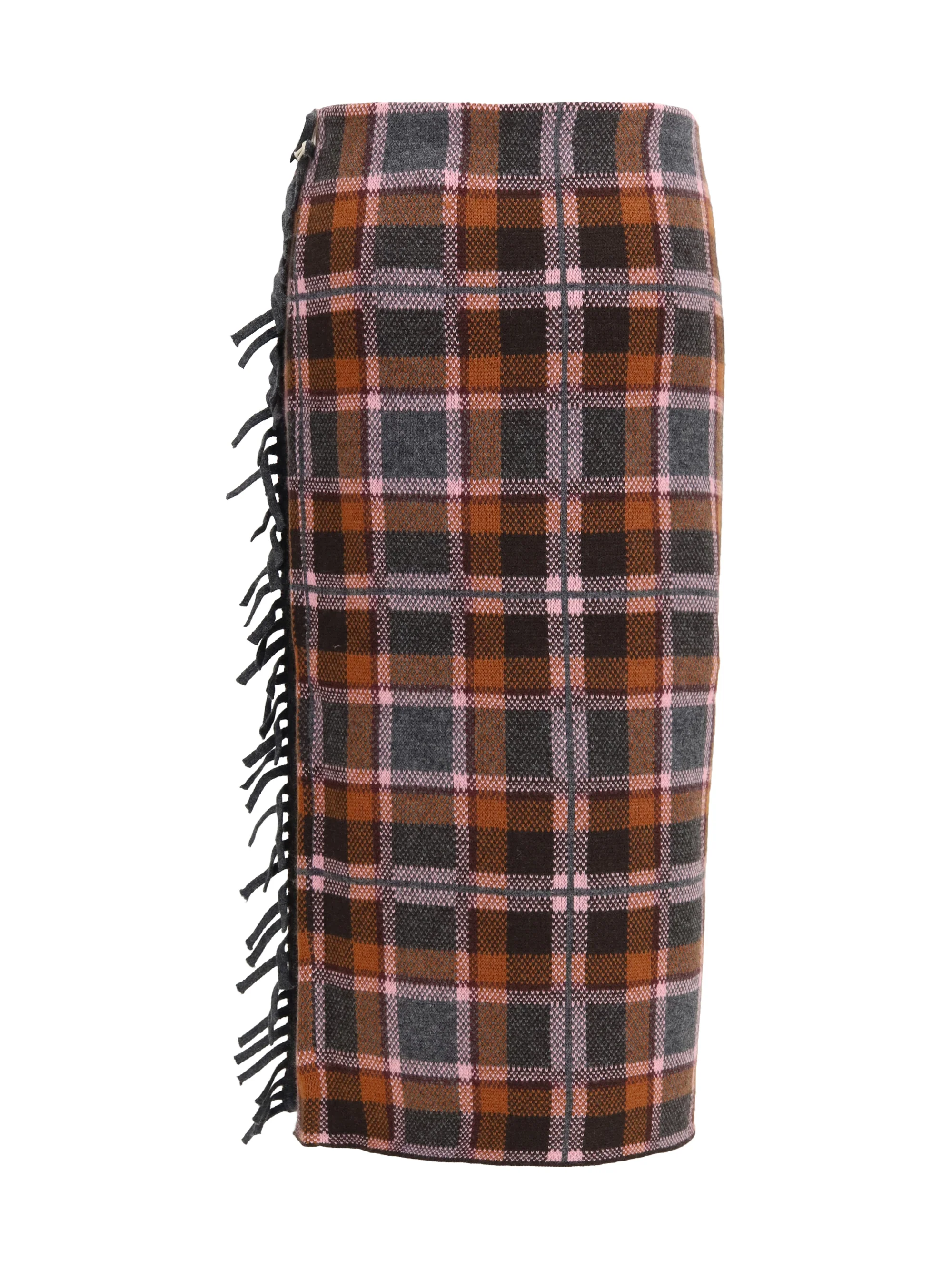 GUEST IN RESIDENCE M tartan fringed wrap skirt