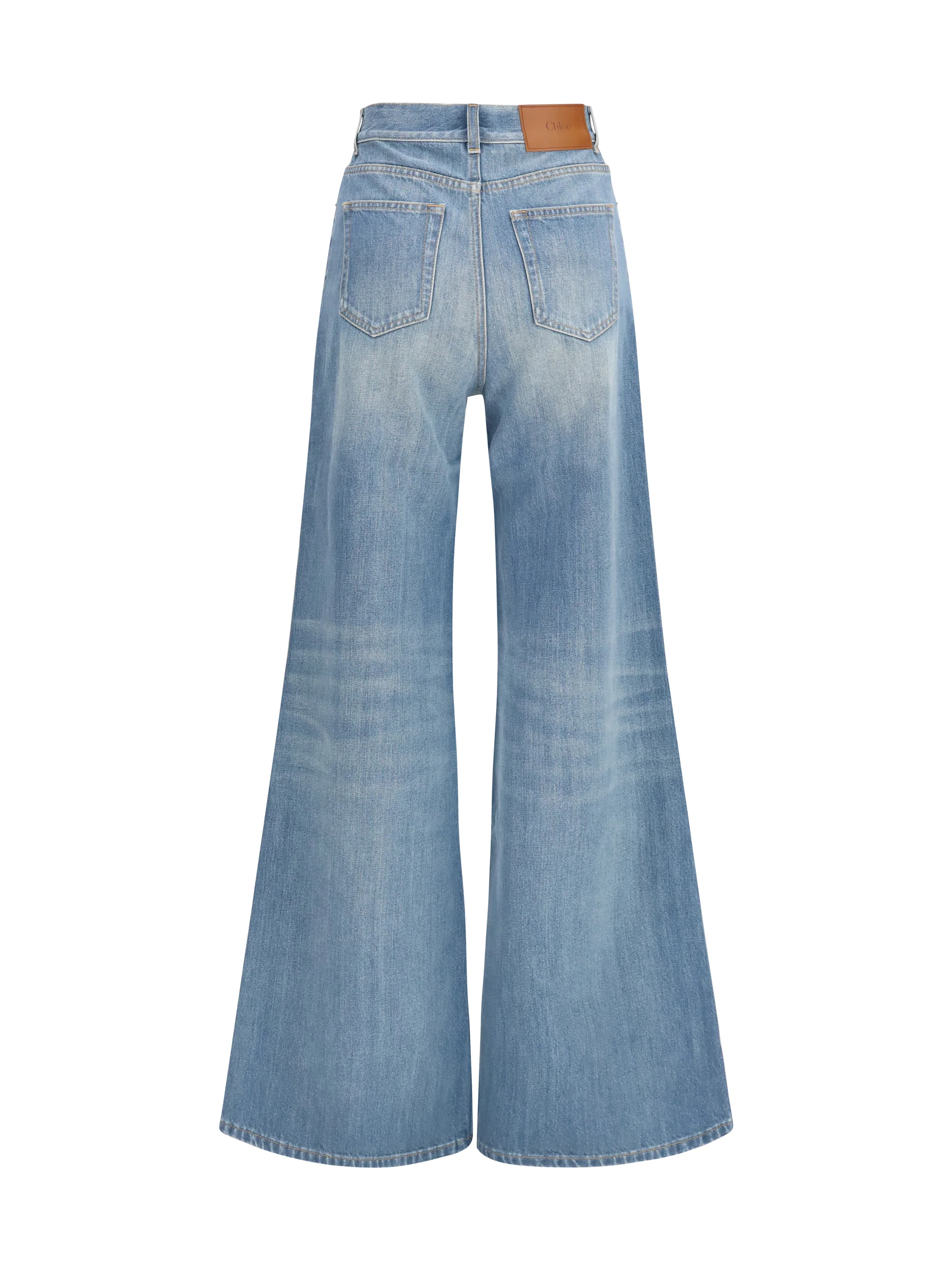high-rise wide-leg denim jeans